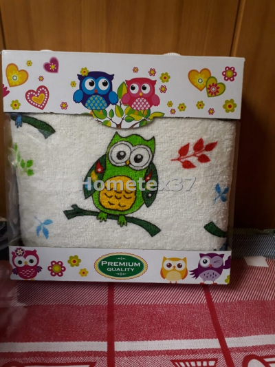Полотенце махровое в упаковке "Совенок" 75*35 см